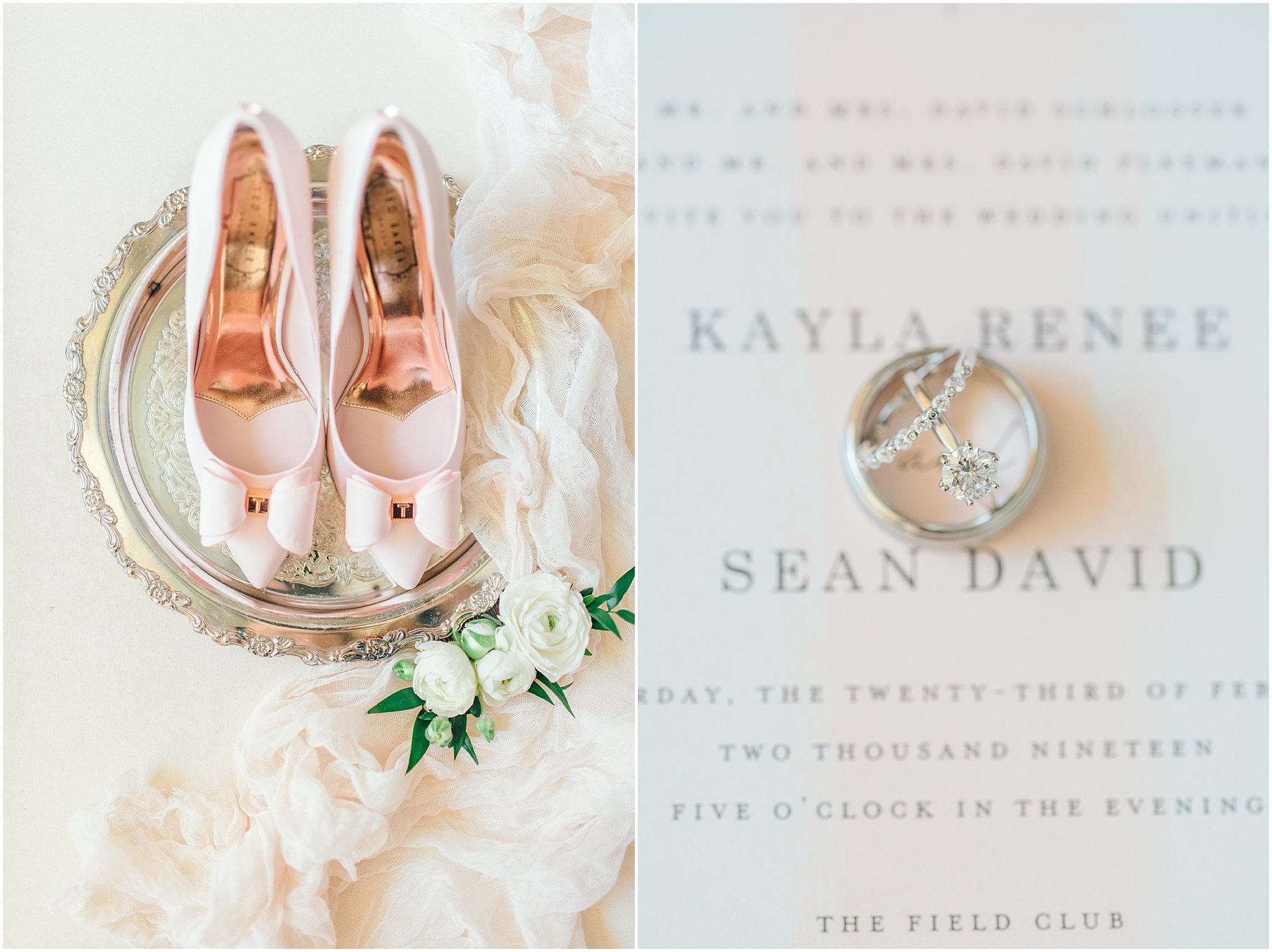 ted baker wedding shoes and wedding ring close up