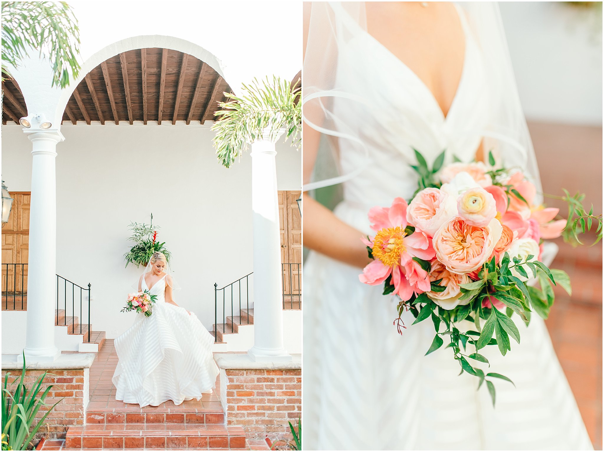 pink peonies bouquet with hayley paige wedding dress
