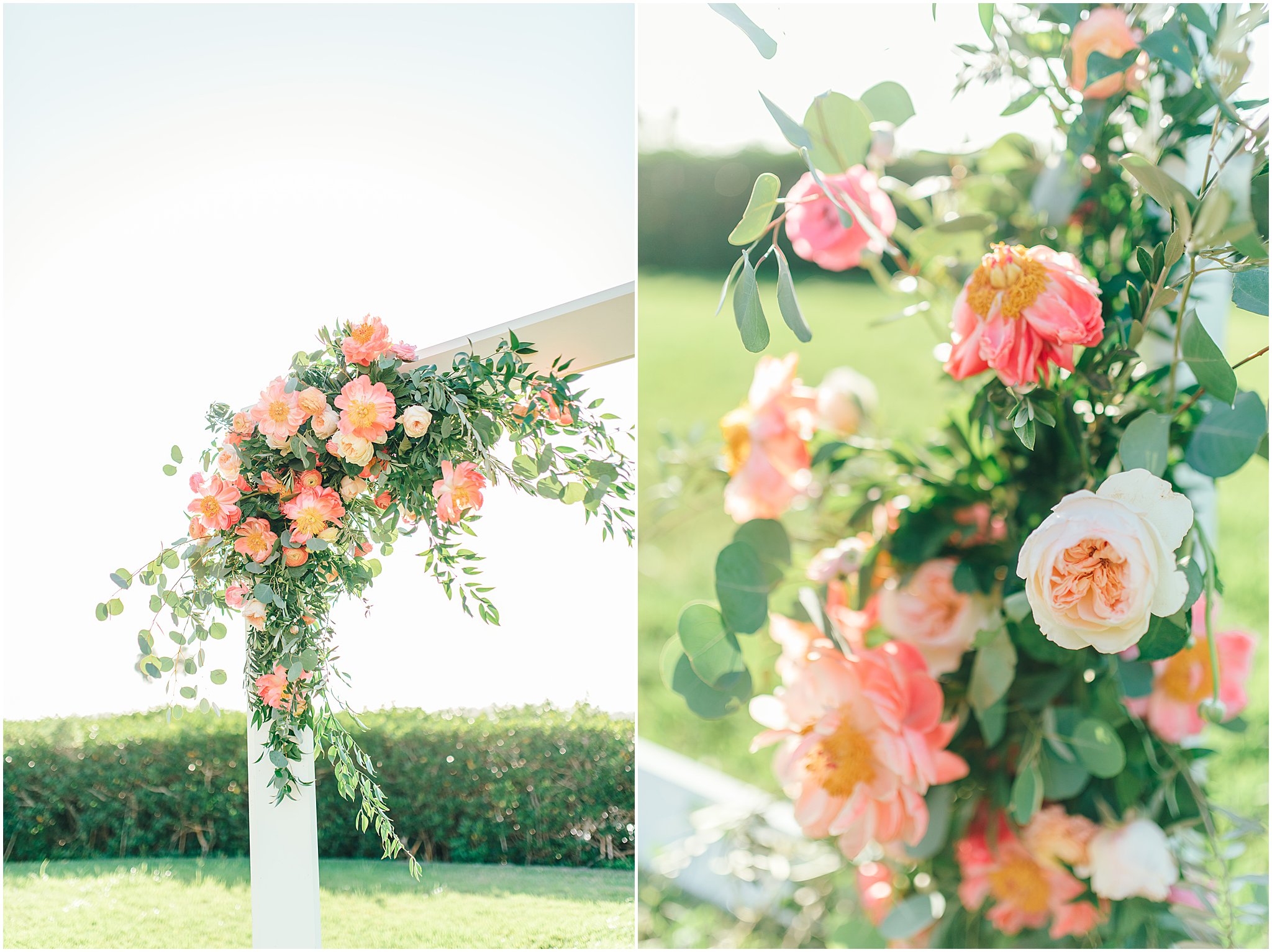 pink ceremony arch flowers