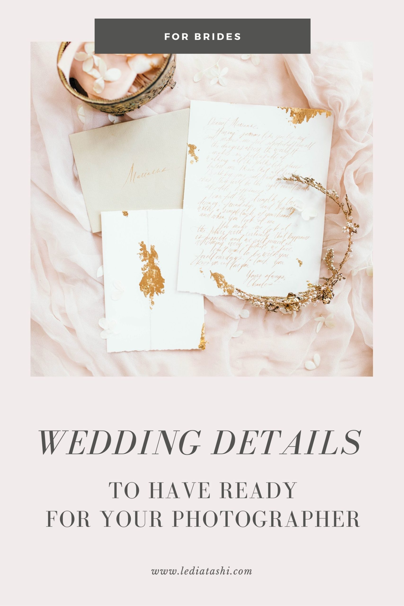 What details to have ready for your wedding photographer